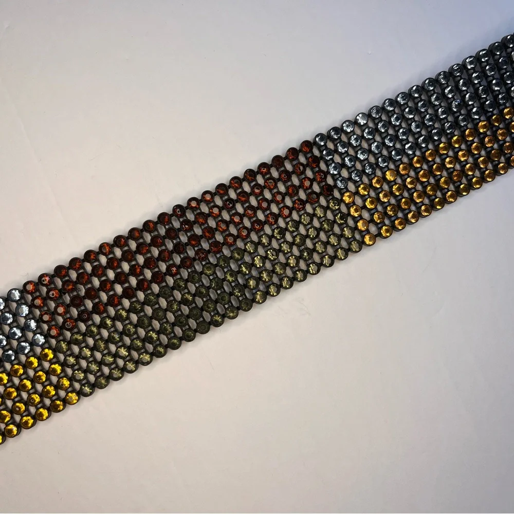Beaded Stretch‎ Disco Belt Clasp Closure Multi-Colored Stretchy Color Block